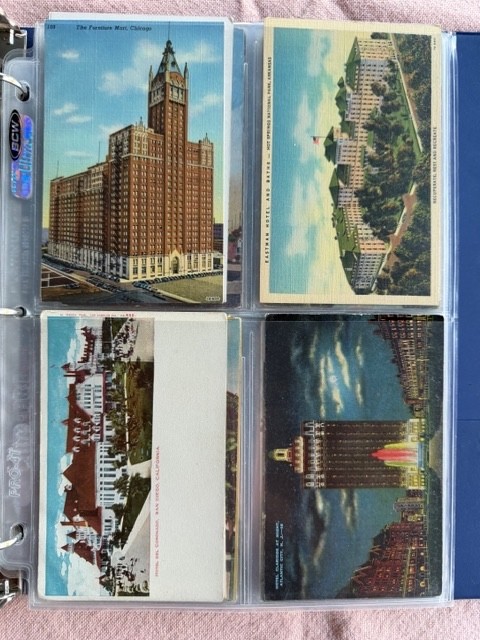 58 Postcards 1906-1940s in Plastic Sleeves. Some unused