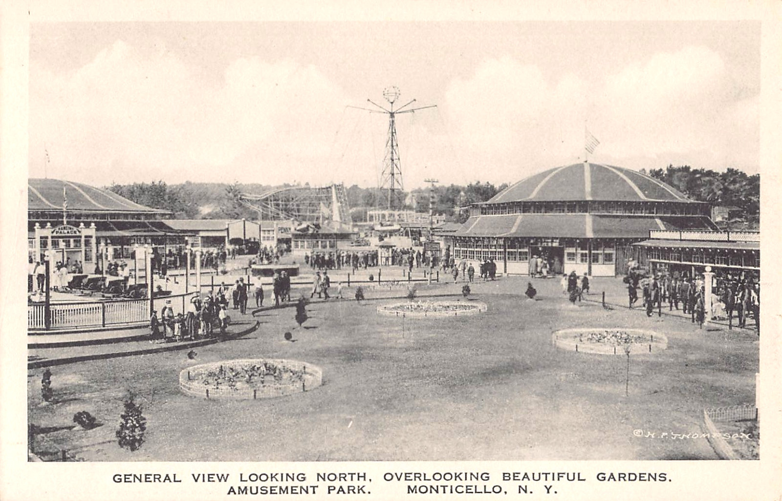 c.1910 Merry Go Round etc. Amusement Park Monticello NY postcard Sullivan county