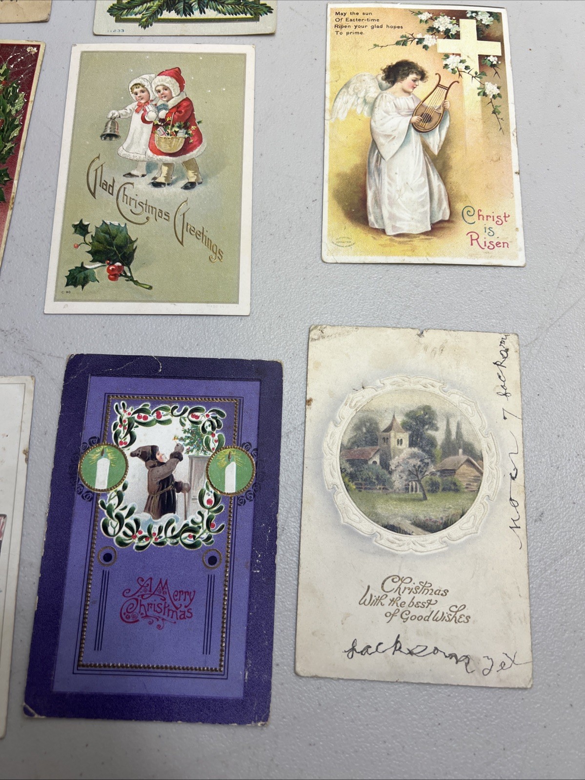 Lot Of 13 Vintage Christmas Postcards, Used, Early 1900s, Some Embossed