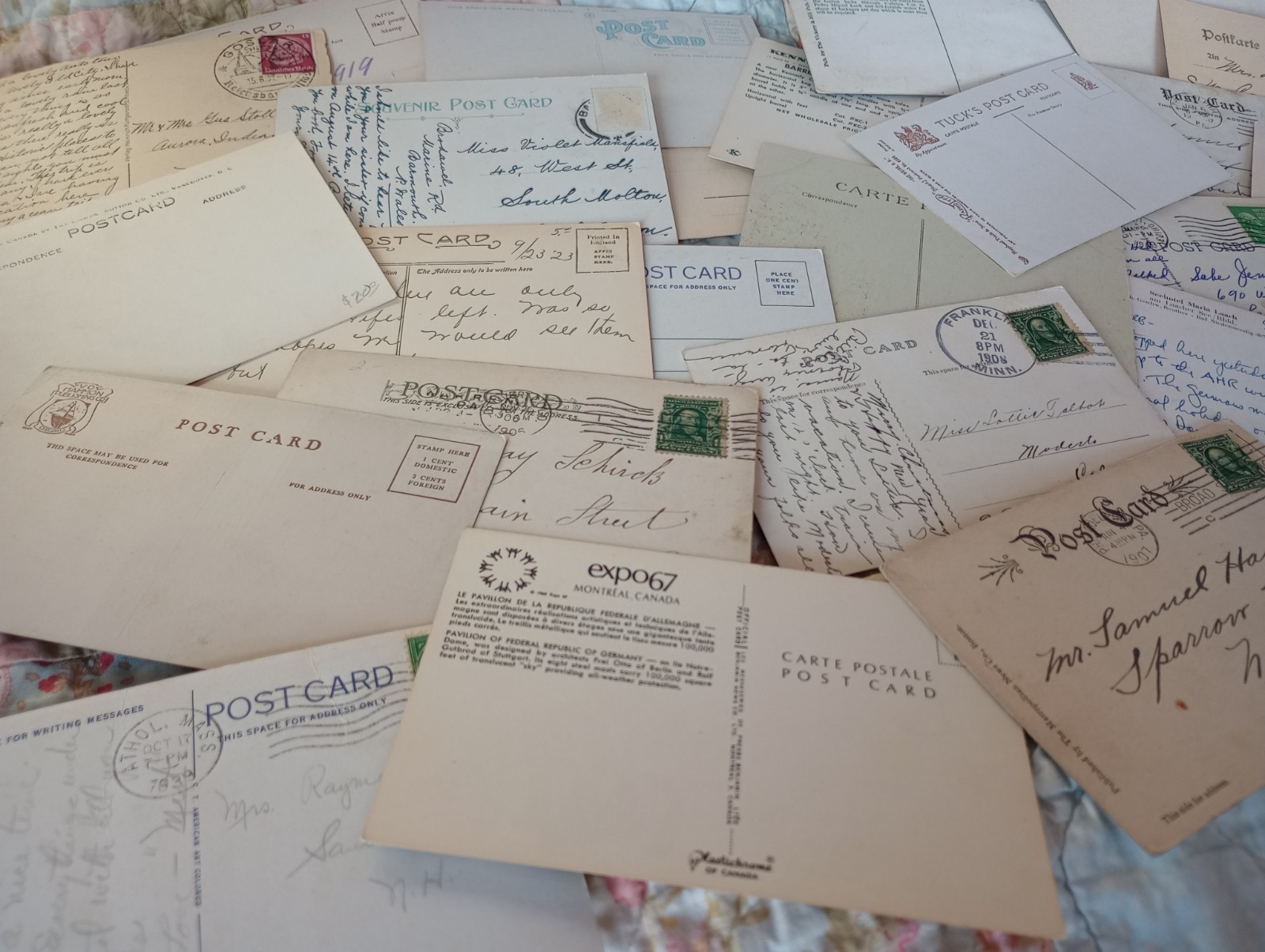 Random Lot 50+ Postcards RPPC DB WB Linen Dealer Stock