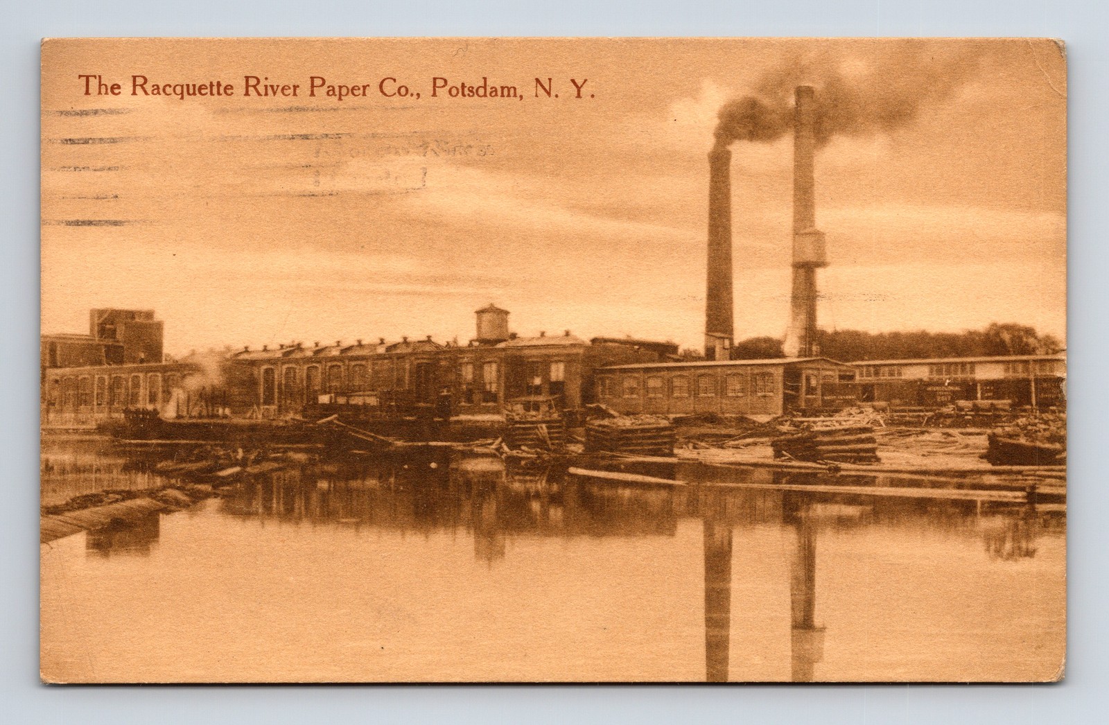 Rare Racquette River Paper Co Factory Plant Potsdam NY J R Weston Postcard