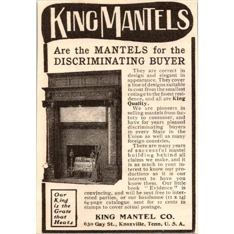 King Mantel Co For The Discriminating Buyer Knoxville TN 1904 Clipping SAI7-M15
