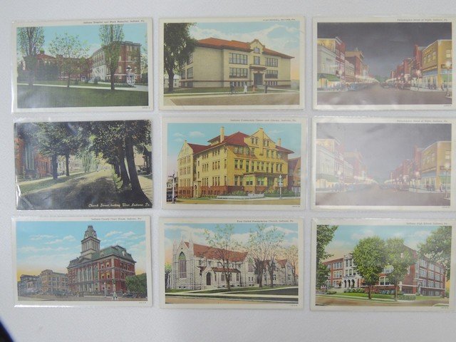 9 Vintage Antique Indiana Pa Town Postcard Photographs w/ Sleeves