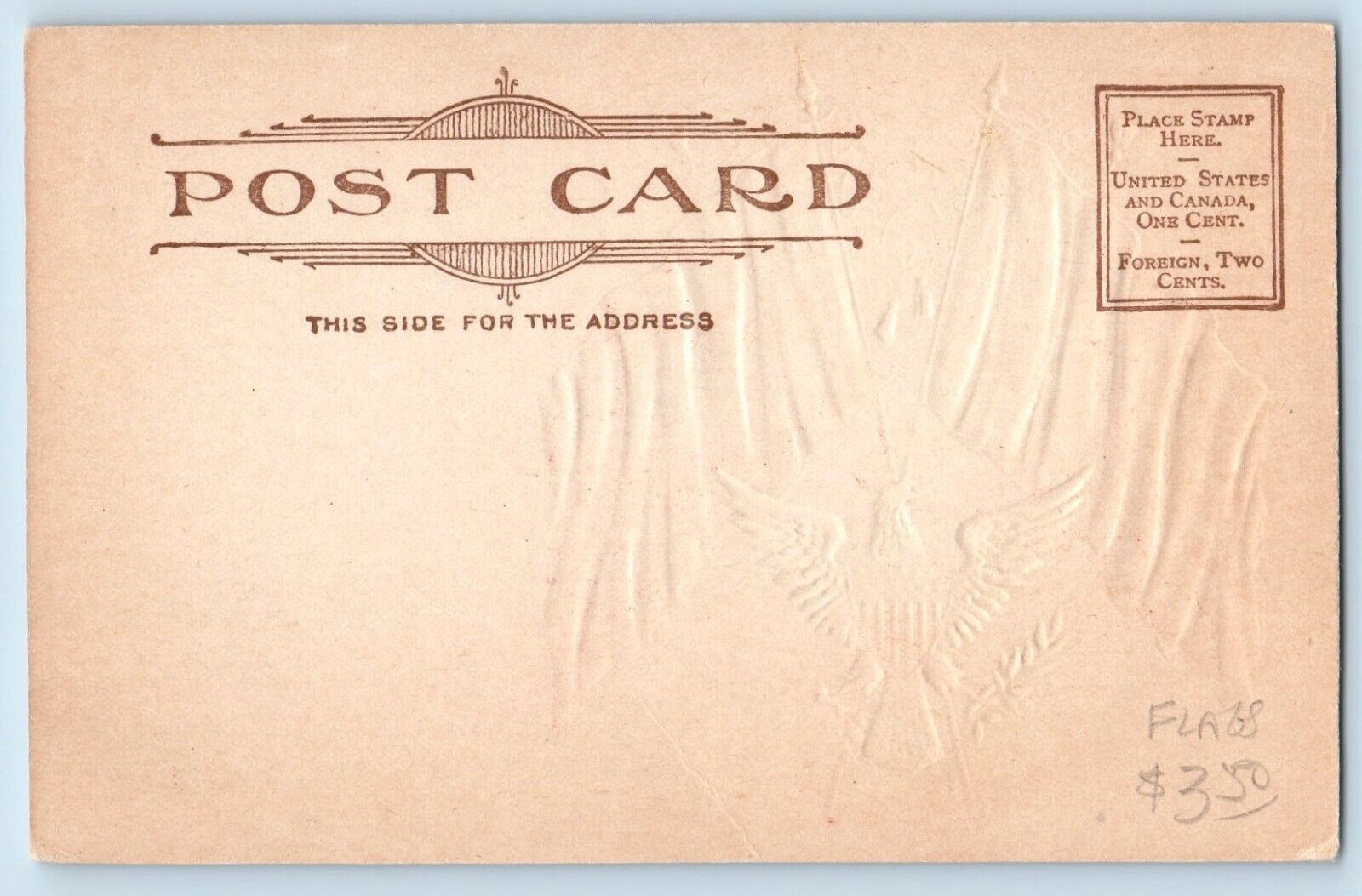 Flags Postcard United States And Great Britain Embossed c1905 Antique Posted