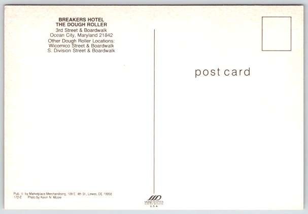 Ocean City Maryland Breakers Hotel, The Dough Roller 3rd St Boardwalk Postcard