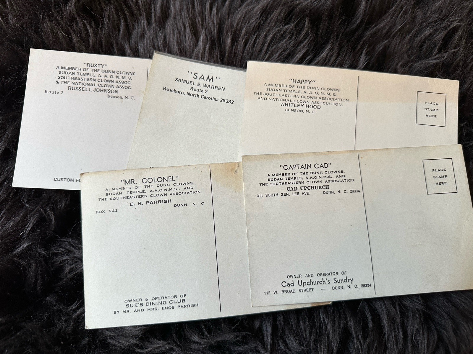 Lot of 5 Vintage Original Real Photo Clown Postcards Creepy North Carolina