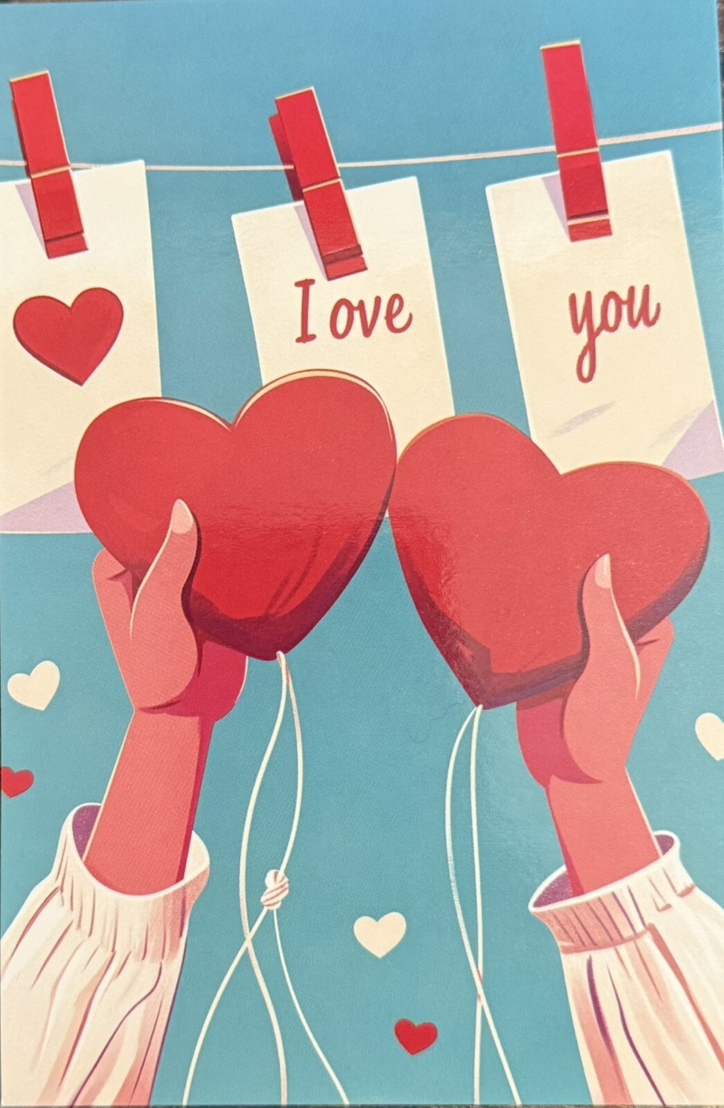 I Love You Hearts Valentine Love #4847 Postcard Card Ephemera Tag Journal