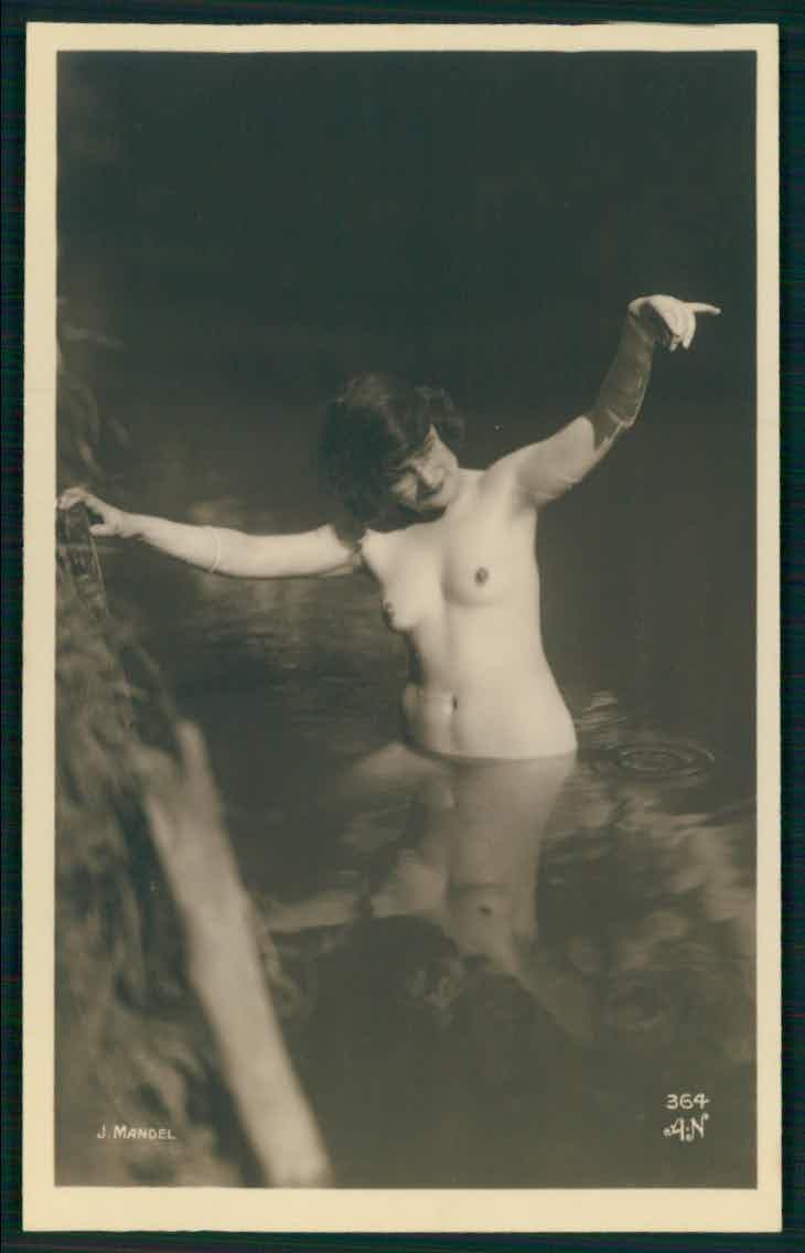 Nudist Bathing beauty nus old c1920s Mandel photo postcard lot set of 5 AN 364