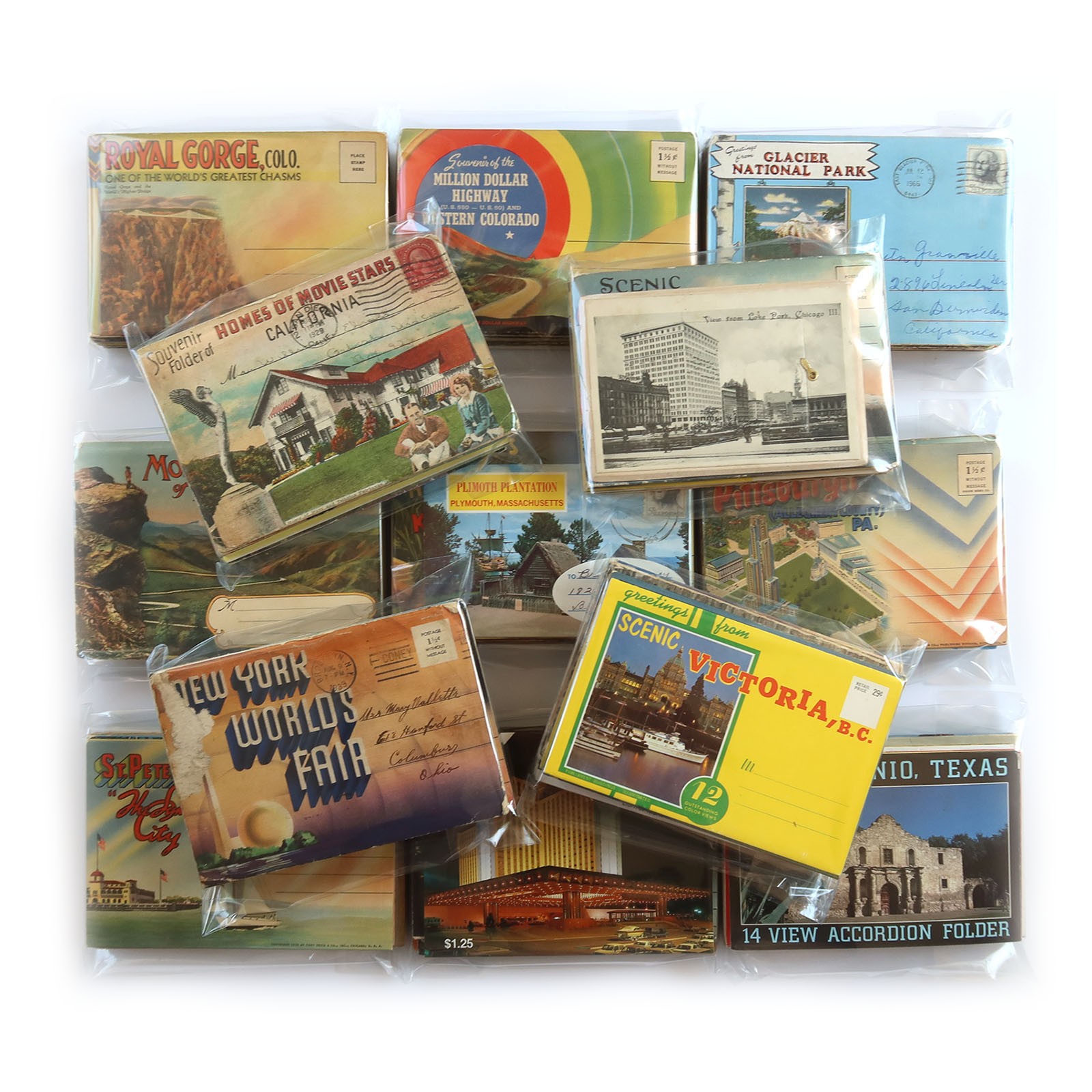 12 Vintage Souvenir Folders Lot – Postcard & Picture Books – Scenic Travel Views