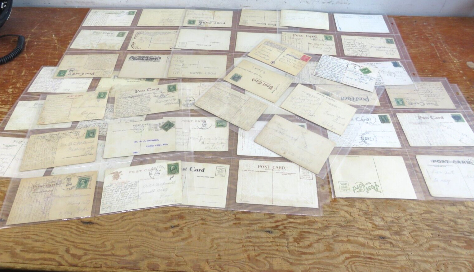 Antique Postcards LOT of 48 in Plastic Card Holder Sleeves