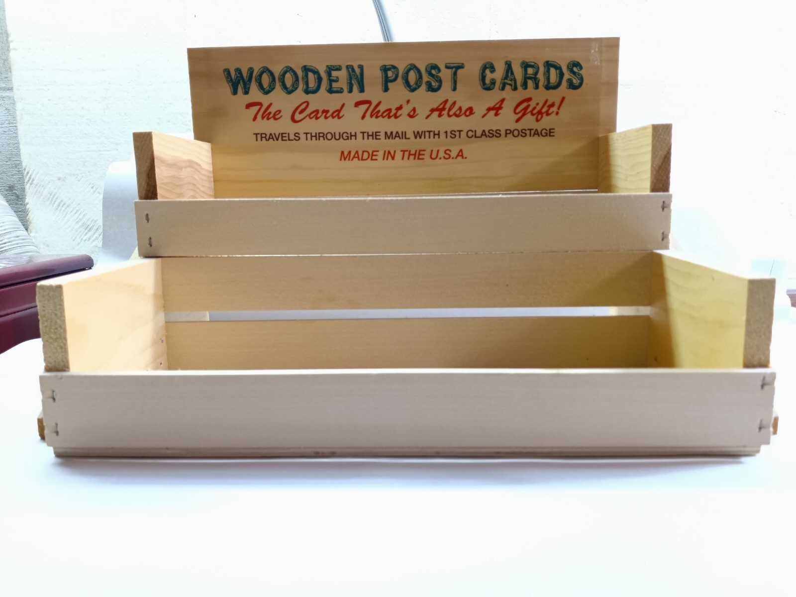 VINTAGE WOODEN 2 LEVEL POSTCARD RACK COUNTER TOP COUNTRY STORE DISPLAY Unit