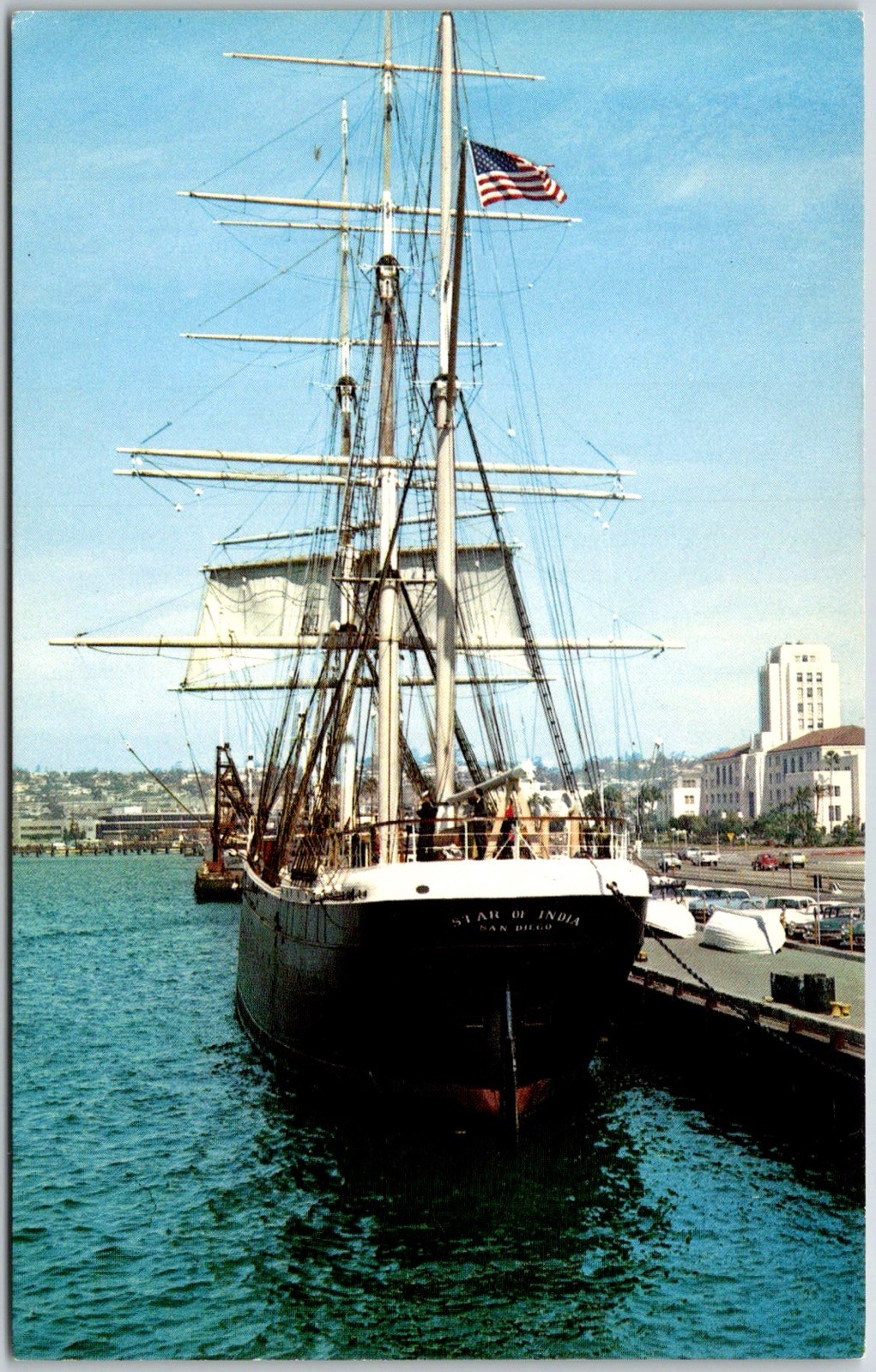 San Diego USA Star Of India Oldest Iron Sailing Ship Broadway Postcard