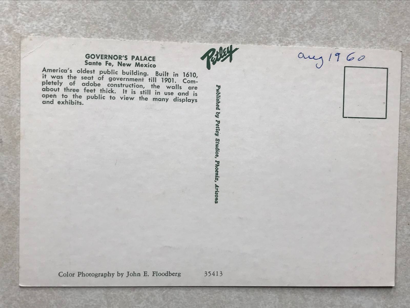 P1484 Vintage Postcard Palace Of The Governors Santa Fe New Mexico NM