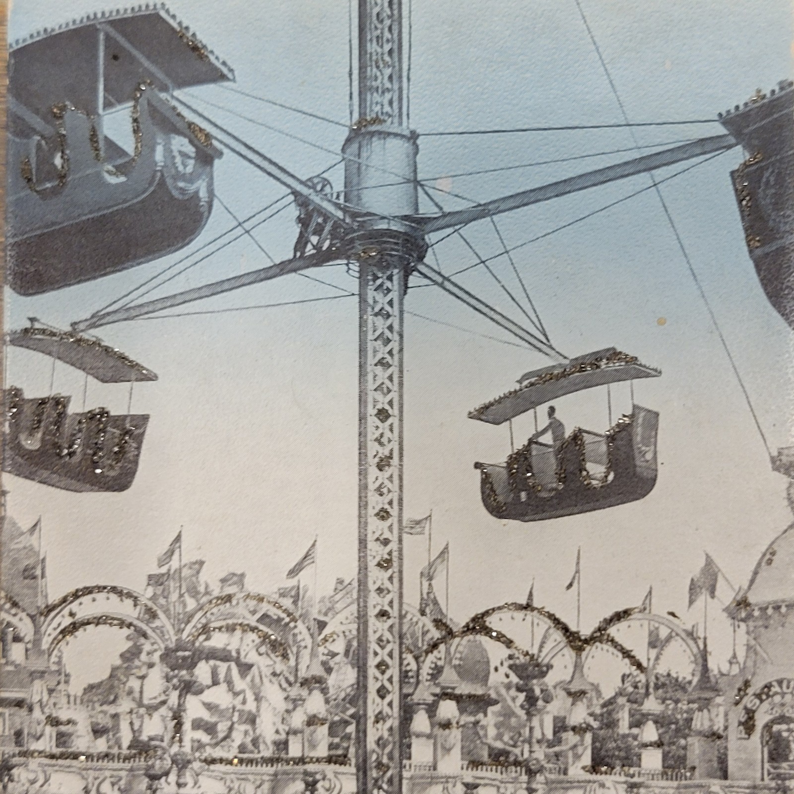Vintage Aerial Swing Luna Park Coney Island NY Undivided Back Postcard Unused