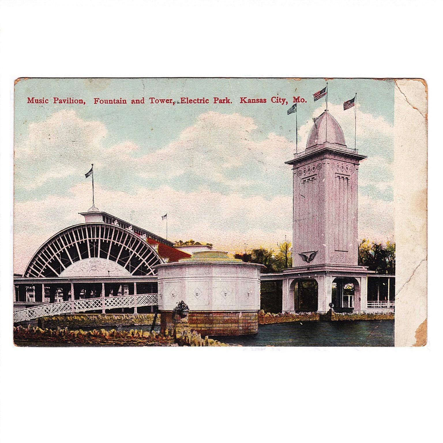 Lot of 7 Kansas City Missouri Electric Park Postcards Posted 1908
