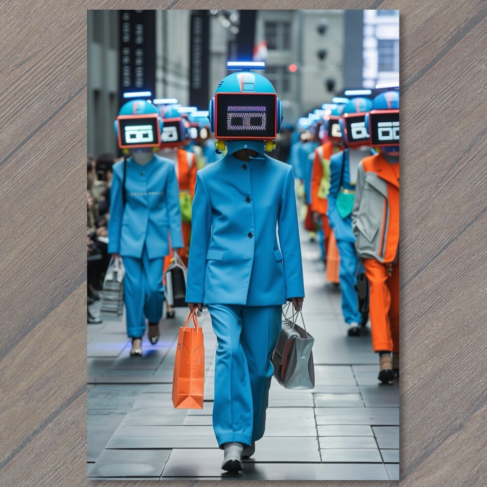 POSTCARD Future Past TV Head Robot Retro Fun Weird Unusual Strange World Fun
