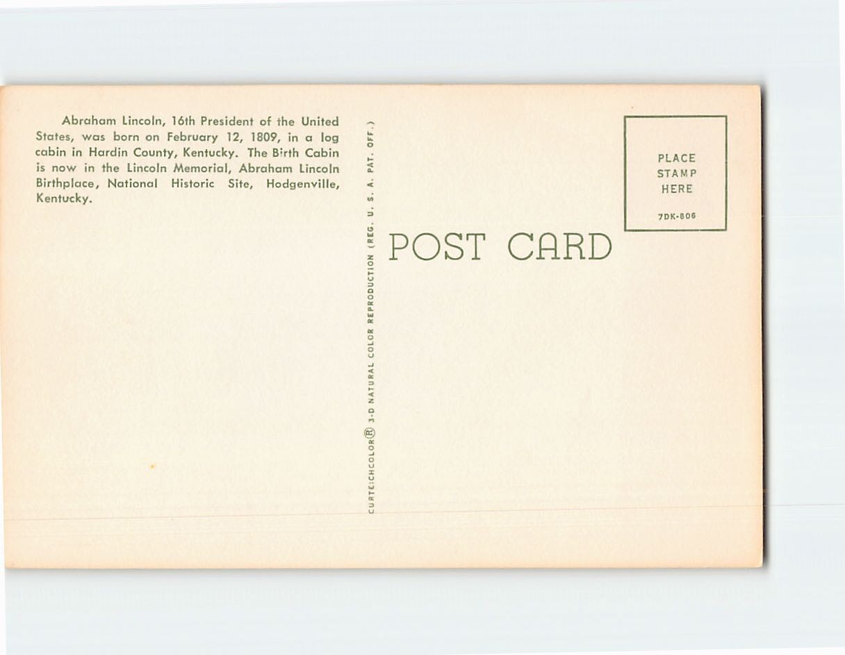 Postcard Abraham Lincoln 16th President of the United States