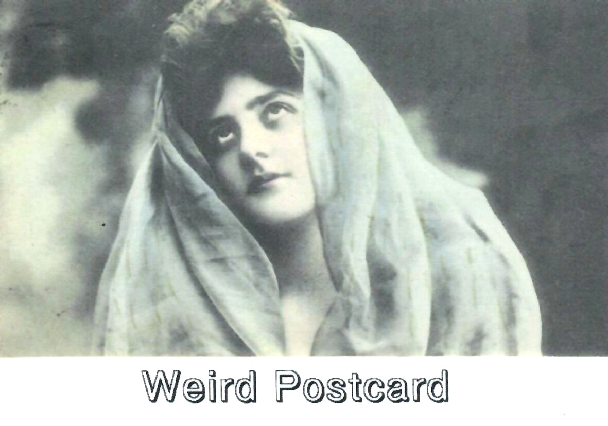 POSTCARD Weird Odd Strange woman album Halloween Postcrossers need this
