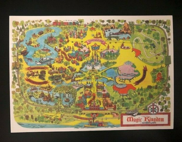 Walt Disney World’s Magic Kingdom Park Map Vintage 50th Anniversary Reproduction