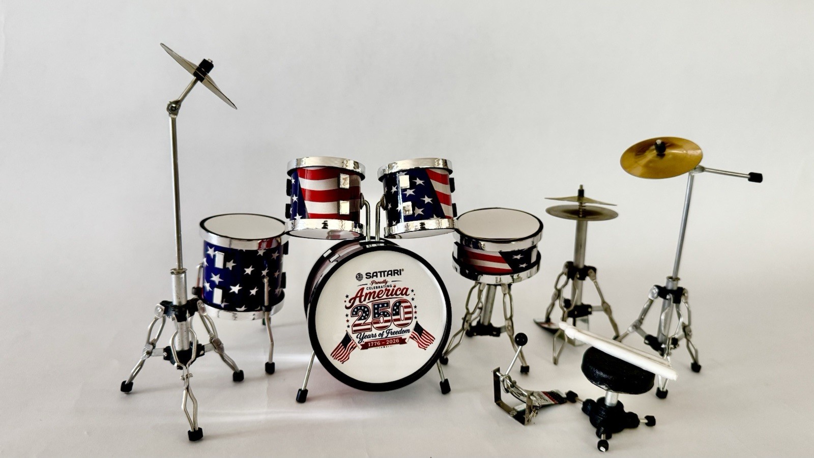 4th Of July Miniture Drum SATTARI 250 Years Of Freedom Celebration 1776-2026
