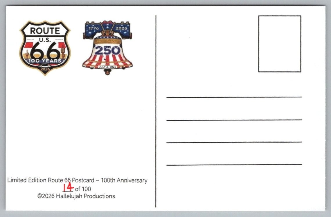 Route Rt 66 Centennial 100 USA 250 Semiquincentennial Patriotic New Postcard