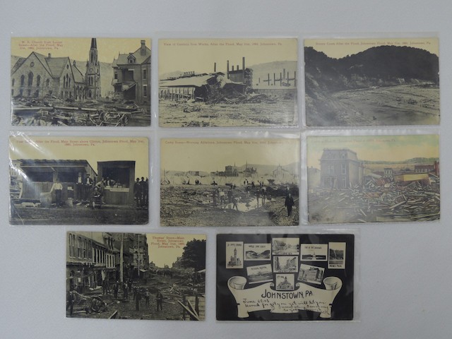 8 Vintage Antique 1889 Johnstown Flood Postcard Photographs w/ Sleeves