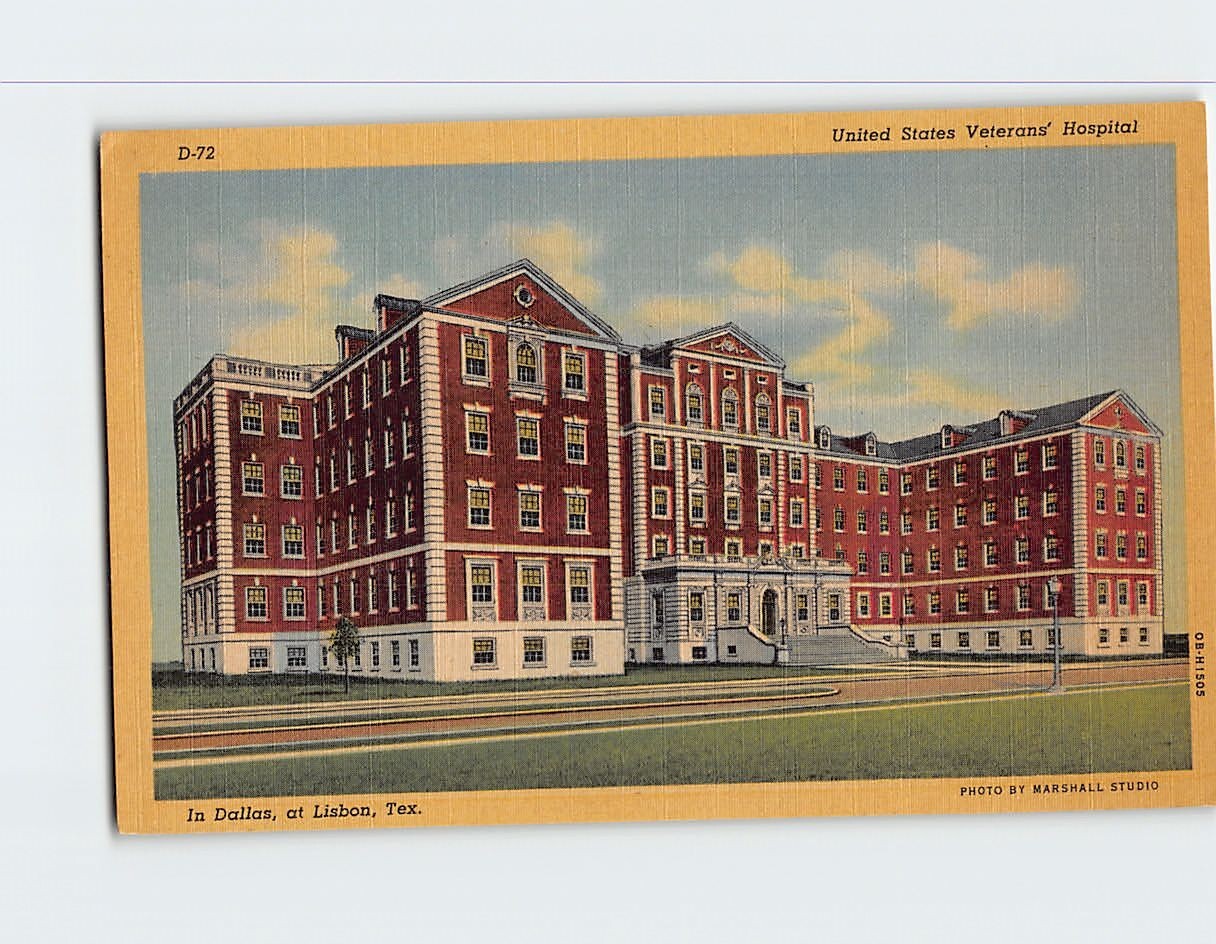 Postcard United States Veterans Hospital In Dallas at Lisbon Texas USA