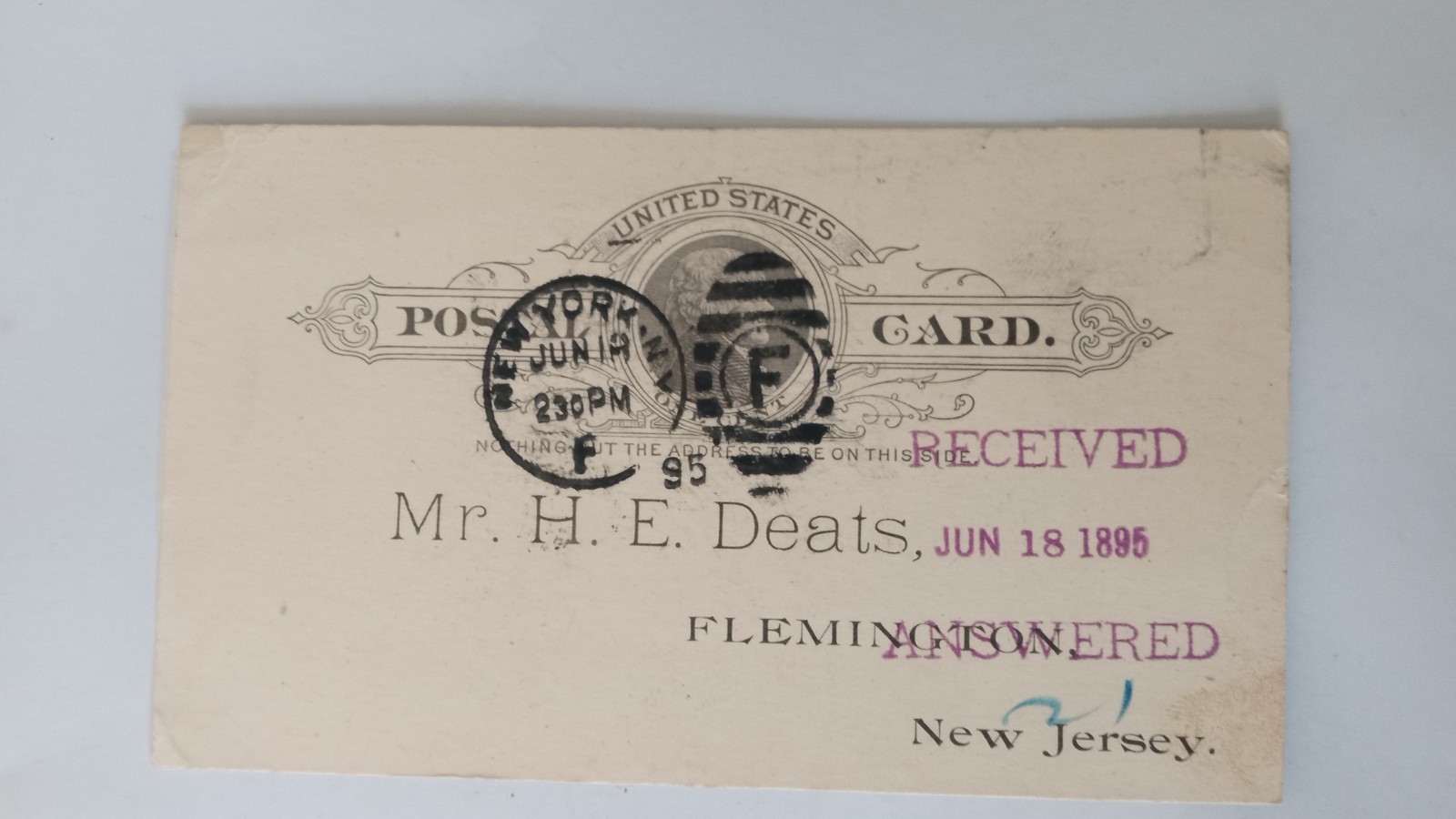 1895 NEW YORK NY POSTCARD EDITOR OF BOOK BUYER CHARLES SCRIBNER’S SONS PUB.