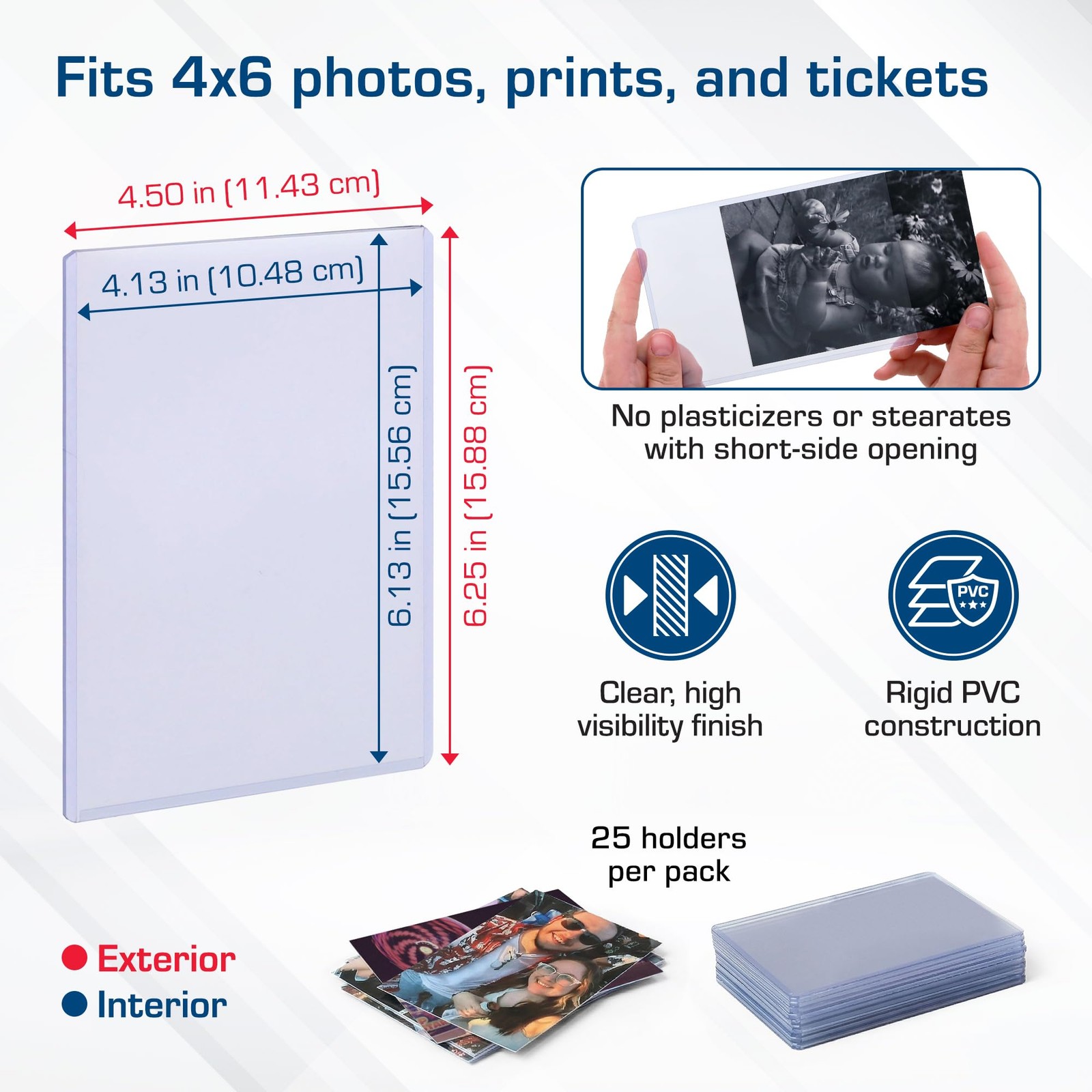 4×6 Photo & Postcard Topload Holders – 25 Pack | Blue-Tinted 4×6 Toploader Pr…