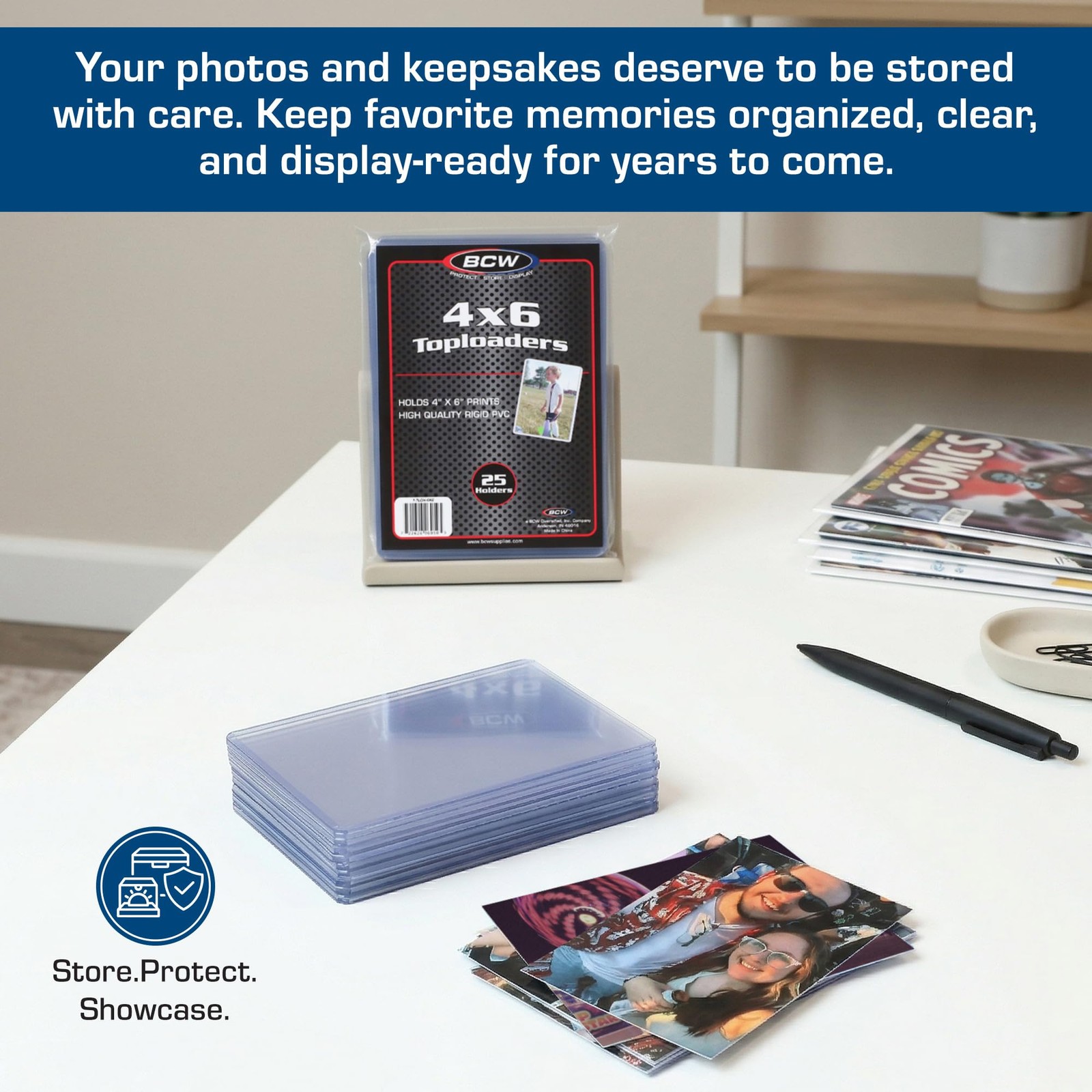 4×6 Photo & Postcard Topload Holders – 25 Pack | Blue-Tinted 4×6 Toploader Pr…
