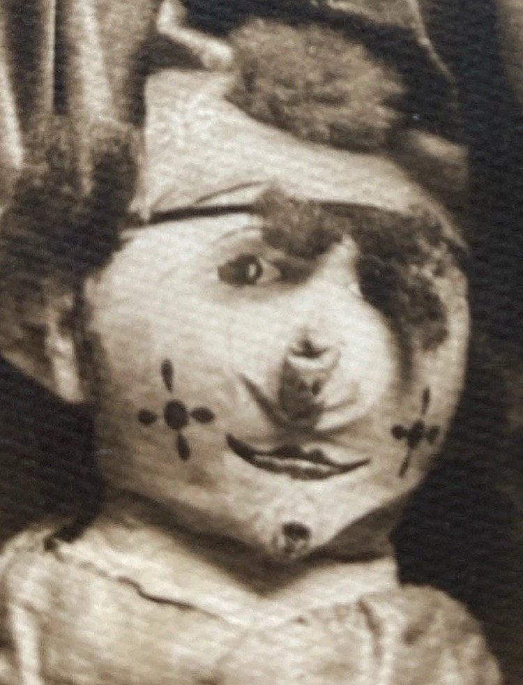 Little Girl With A Creepy Scared Doll RPPC Postcard