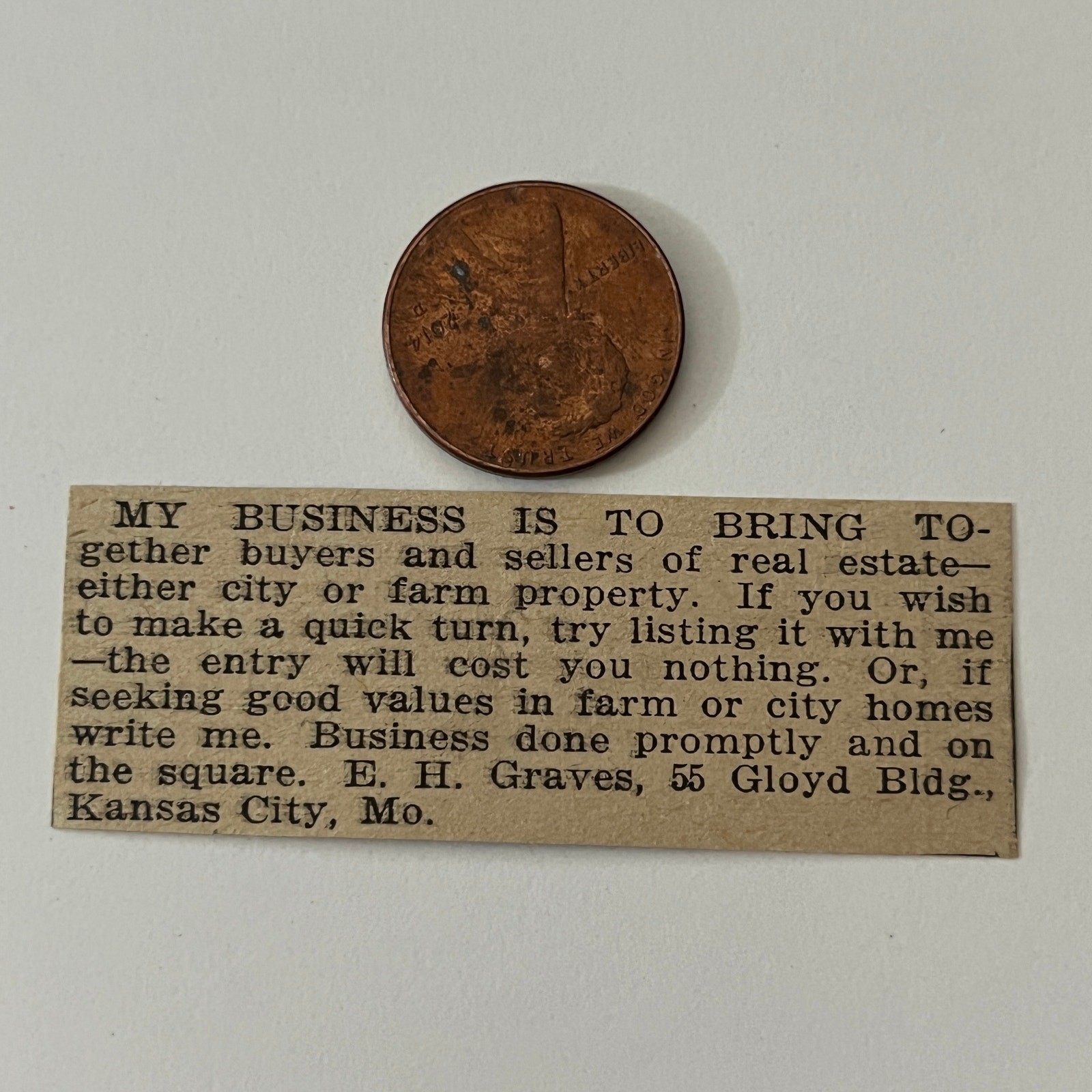 Real Estate Buyers & Sellers E.H. Graves Kansas City MO 1911 Ad SAG9-S14