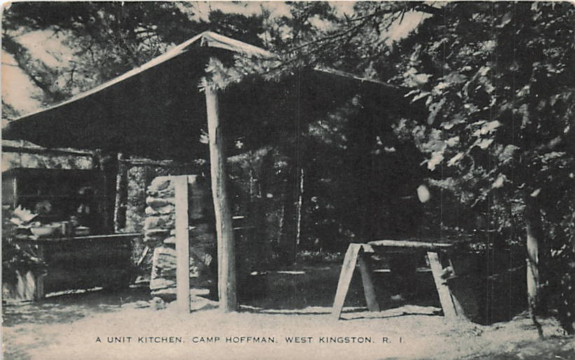 Postcard RI: Unit Kitchen, Camp Hoffman, West Kingston Rhode Island 1930