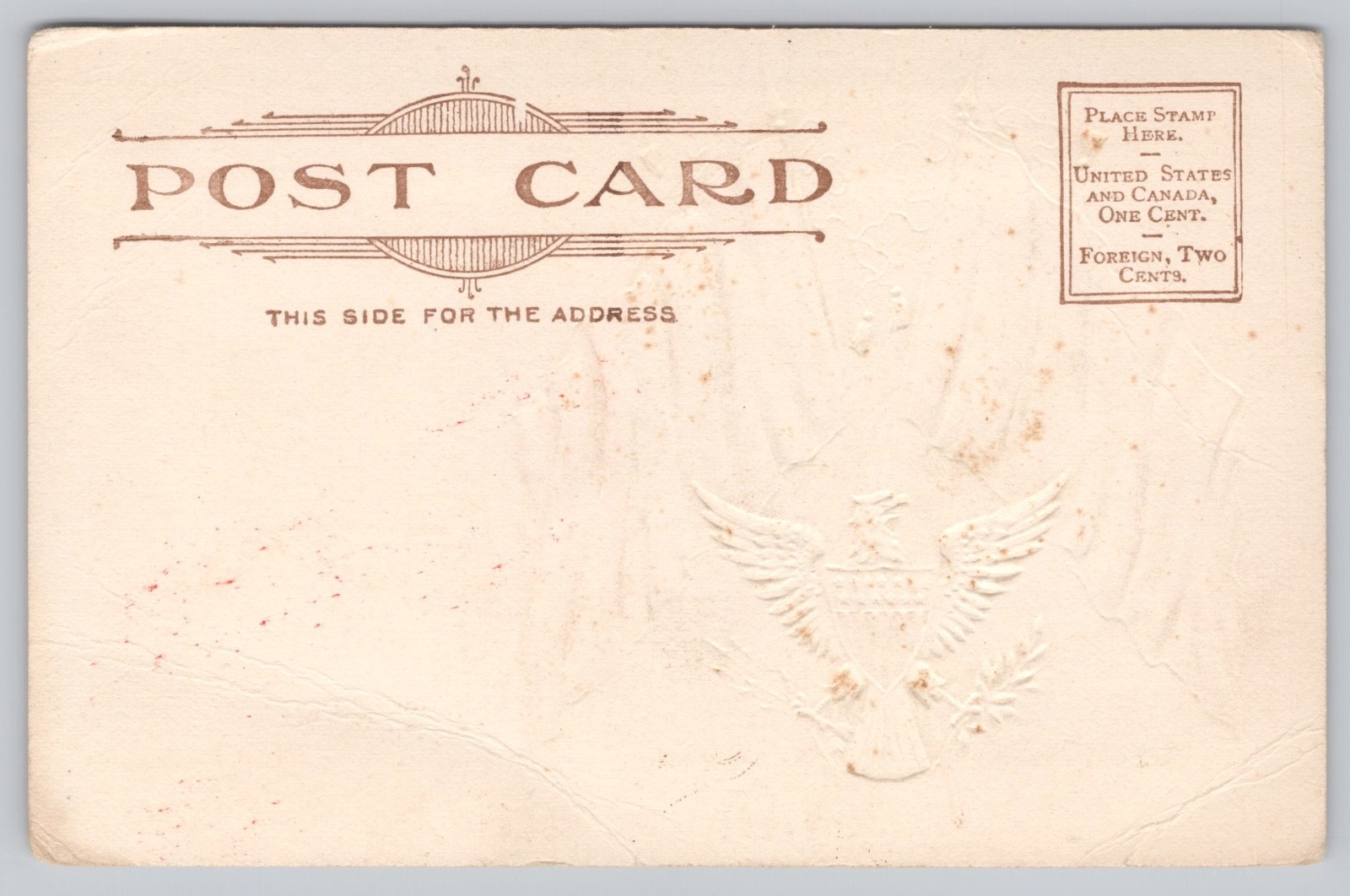 Postcard Patriotic United States and France Flags Gold Eagle with Shield