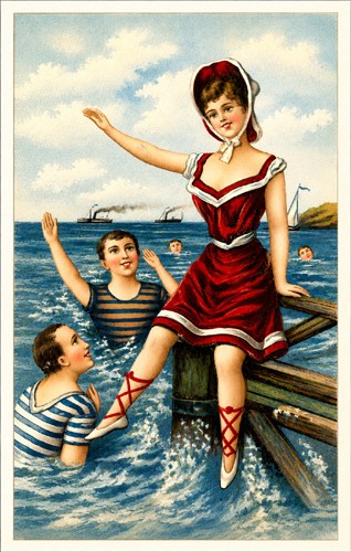 Reproduction Vintage Postcard Bathing Beauty 1907-8 BRAND NEW Reproduction