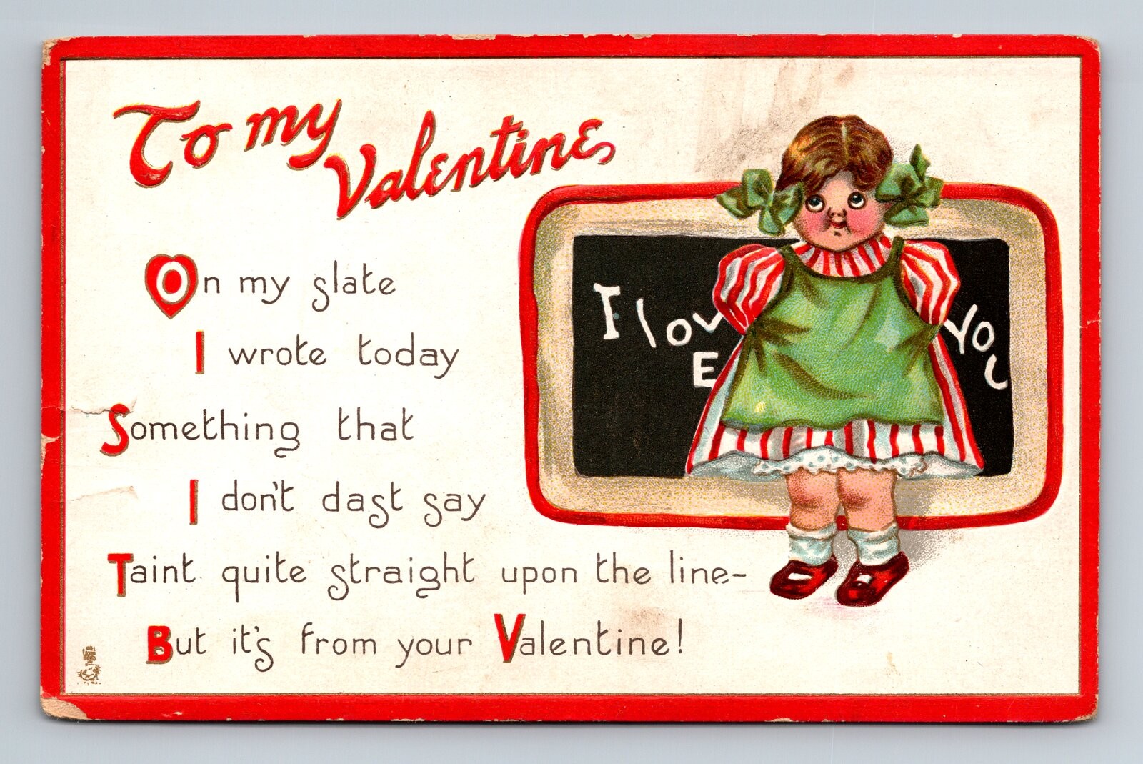 Vintage Valentine’s Day Postcard To My Valentine Tuck First Love Series c1910s