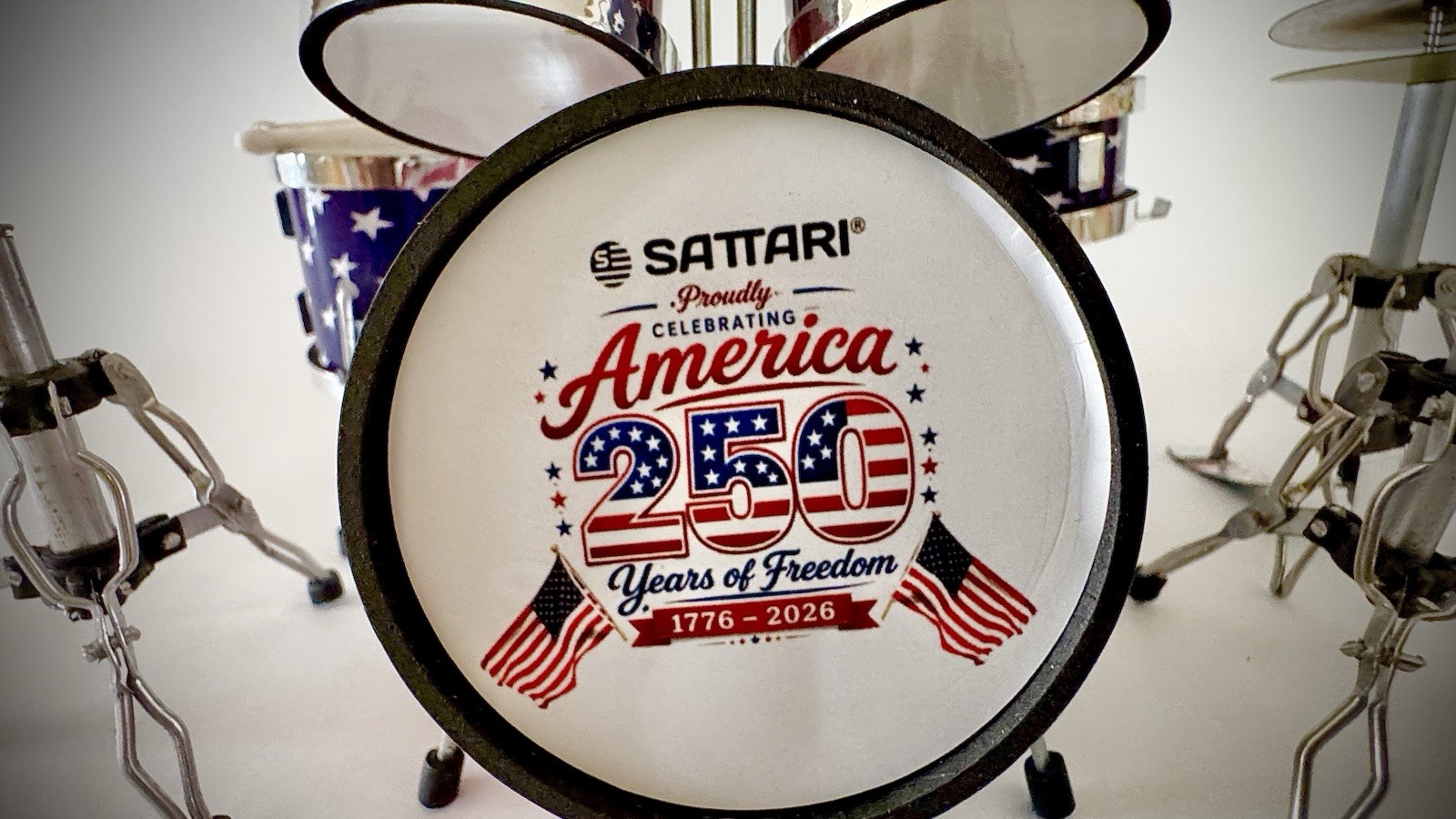 4th Of July Miniture Drum SATTARI 250 Years Of Freedom Celebration 1776-2026