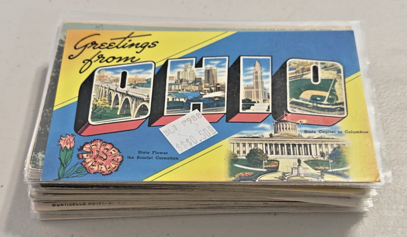 Lot Of 50 Vintage Postcards Ohio and Virginia In Protective Sleeves