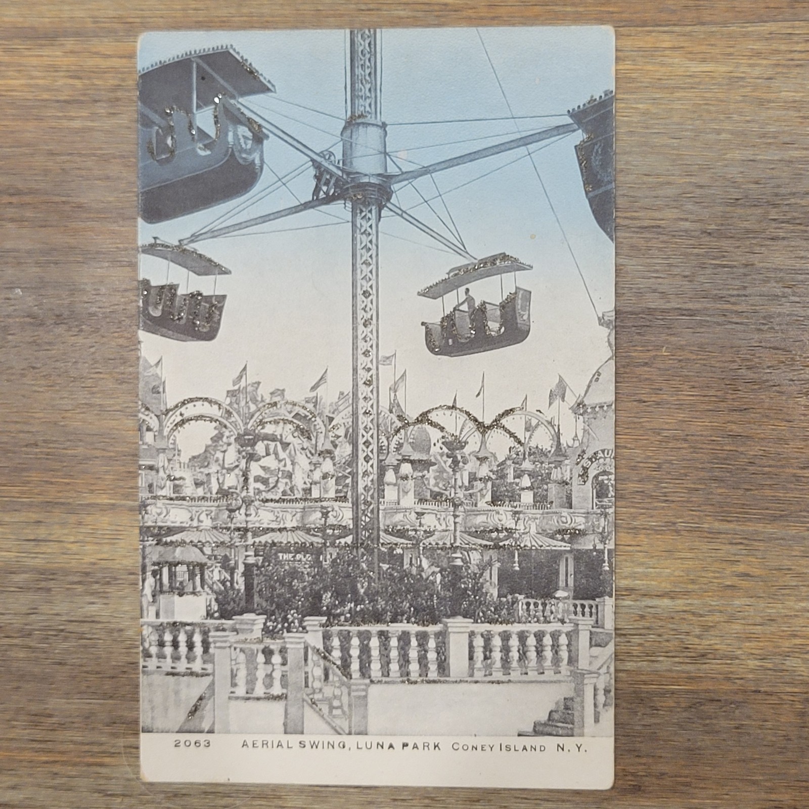Vintage Aerial Swing Luna Park Coney Island NY Undivided Back Postcard Unused