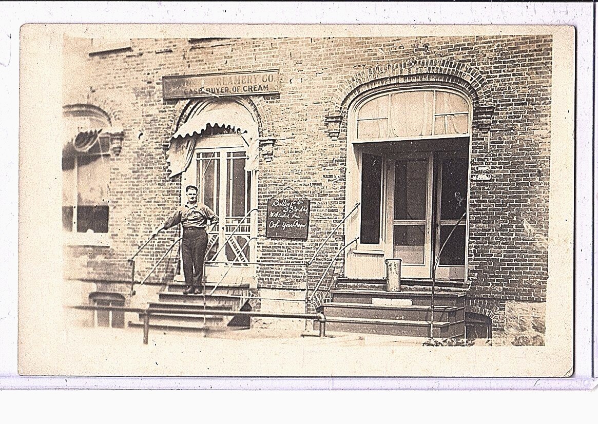 Real Photo Postcard RPPC – Occupational Man Outside Creamery Co Case Buyer