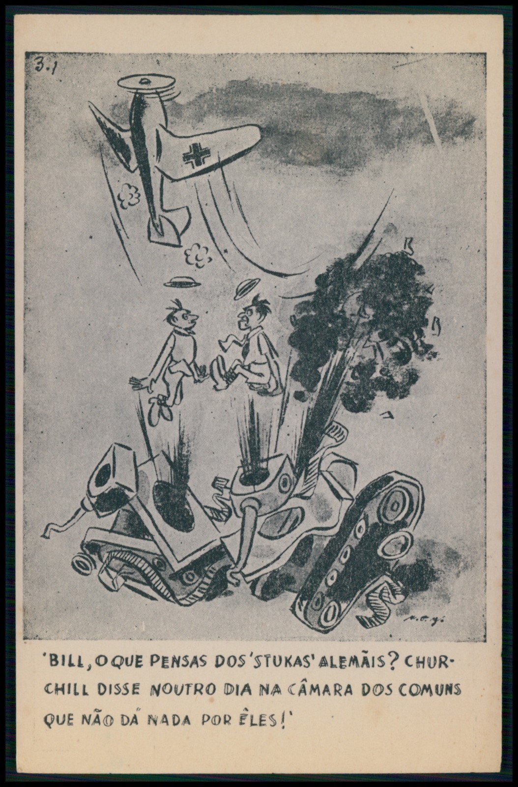 Stukas x Tanks Churchill lie WWII ww2 war original old 1940s Germany postcard