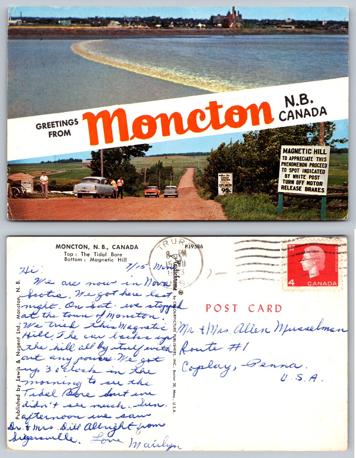Magnetic Hill Moncton Canada Postcard