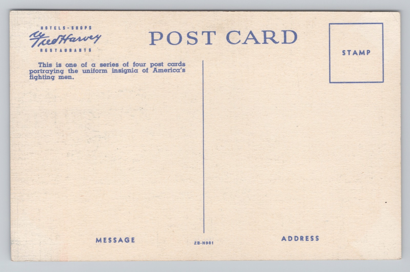 Aid to Insignia Recognition Military Unit Divisions Fred Harvey Postcard
