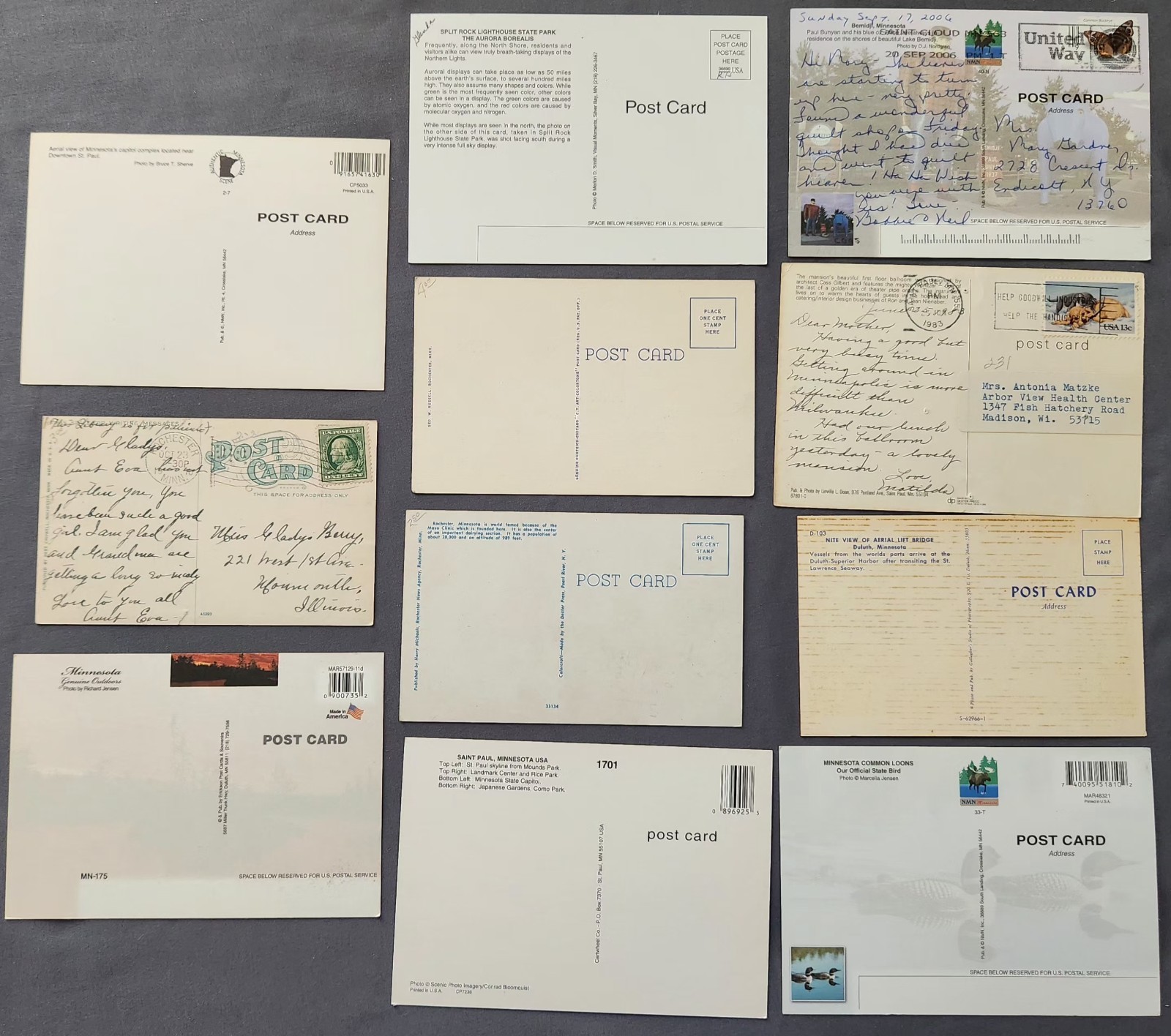 Lot of 11 MINNESOTA Postcard Nature Cities Landmark 1910-2000’s Mix Vtg