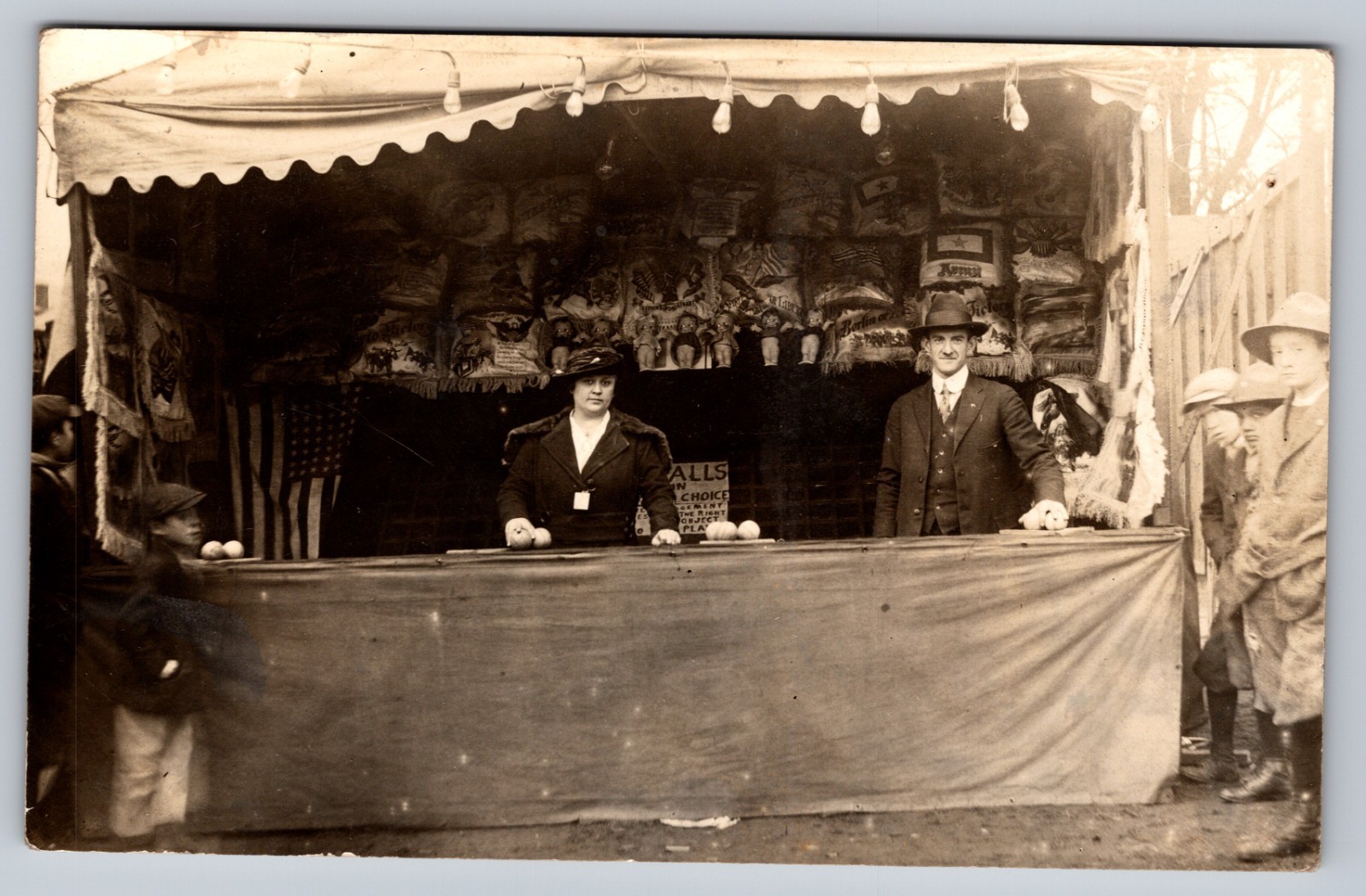 RPPC Carnival Vendor Creepy Dolls