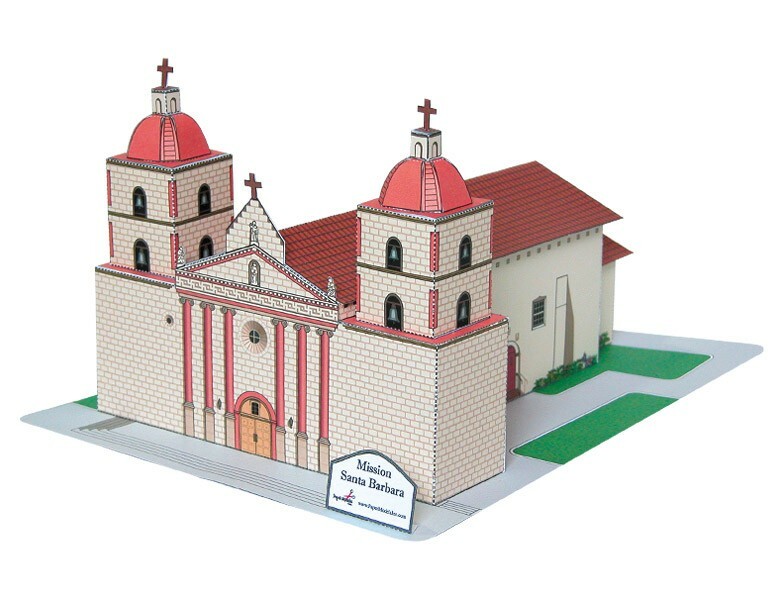 California Mission Santa Barbara – Paper Model Project Kit