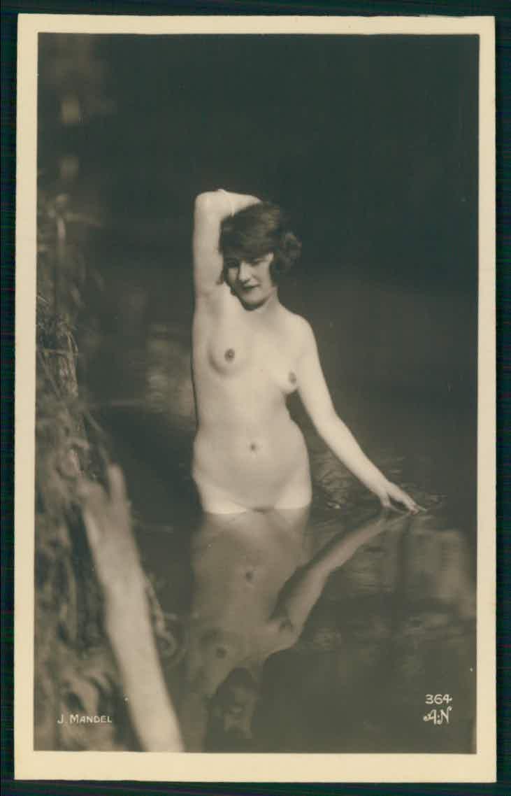 Nudist Bathing beauty nus old c1920s Mandel photo postcard lot set of 5 AN 364
