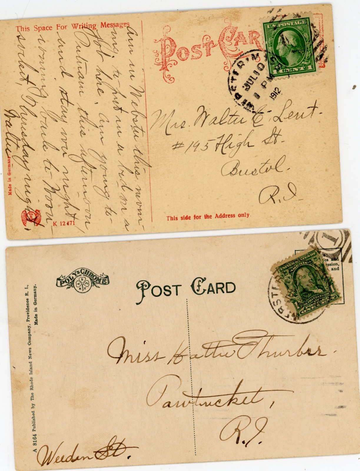 lot of 5 pre-1915 Webster MA postcards, street scenes
