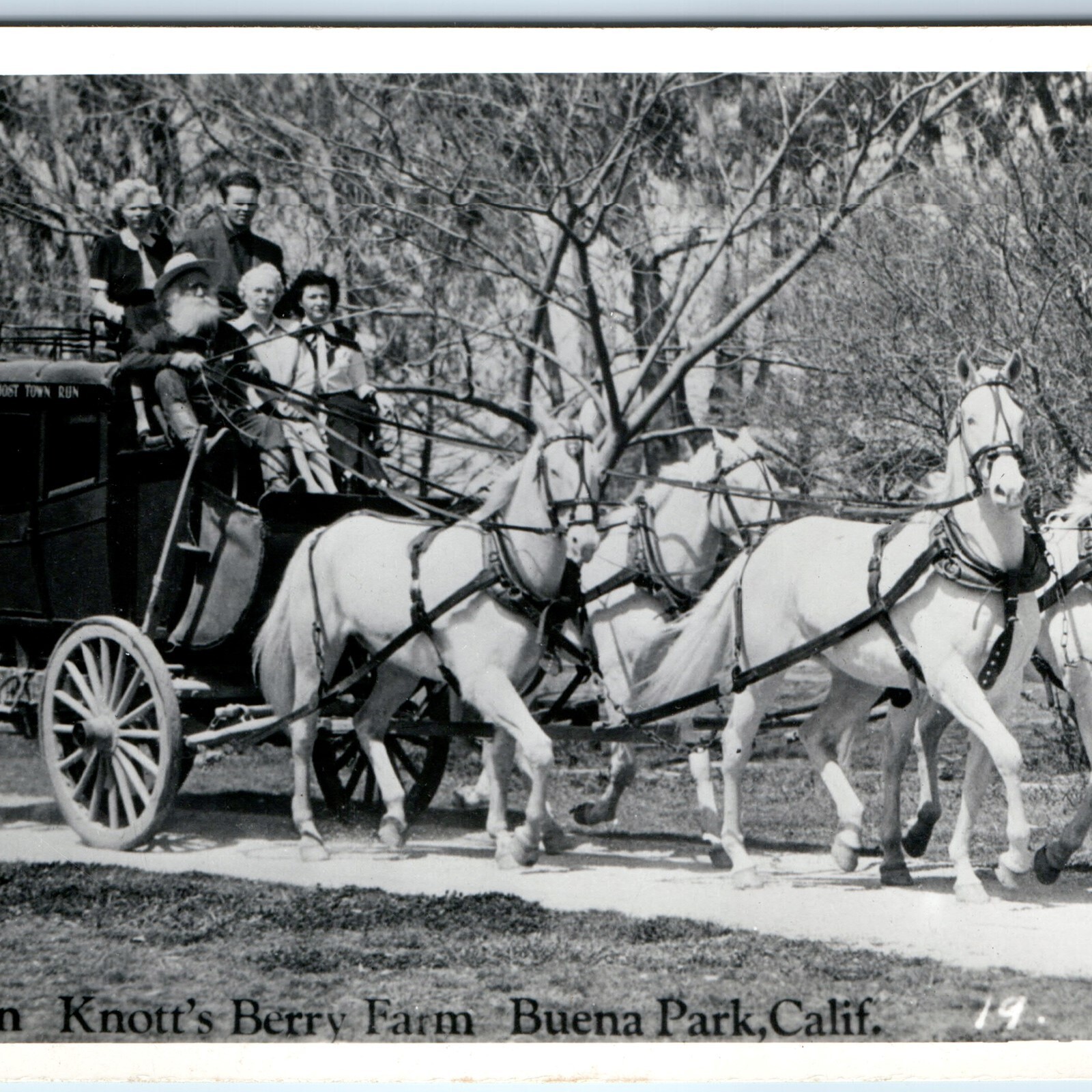 c1940s Buena Park, CA RPPC Knotts Berry Farm Ghost Town Butterfield Stagecoach