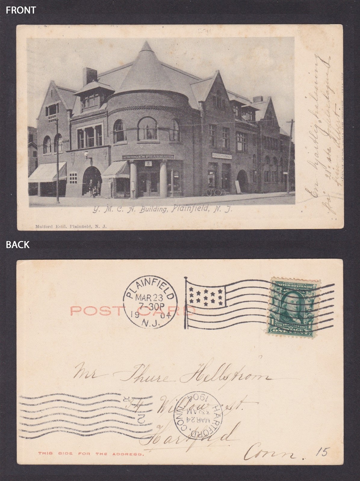 Postcard, United States, Plainfield NJ, YMCA Building